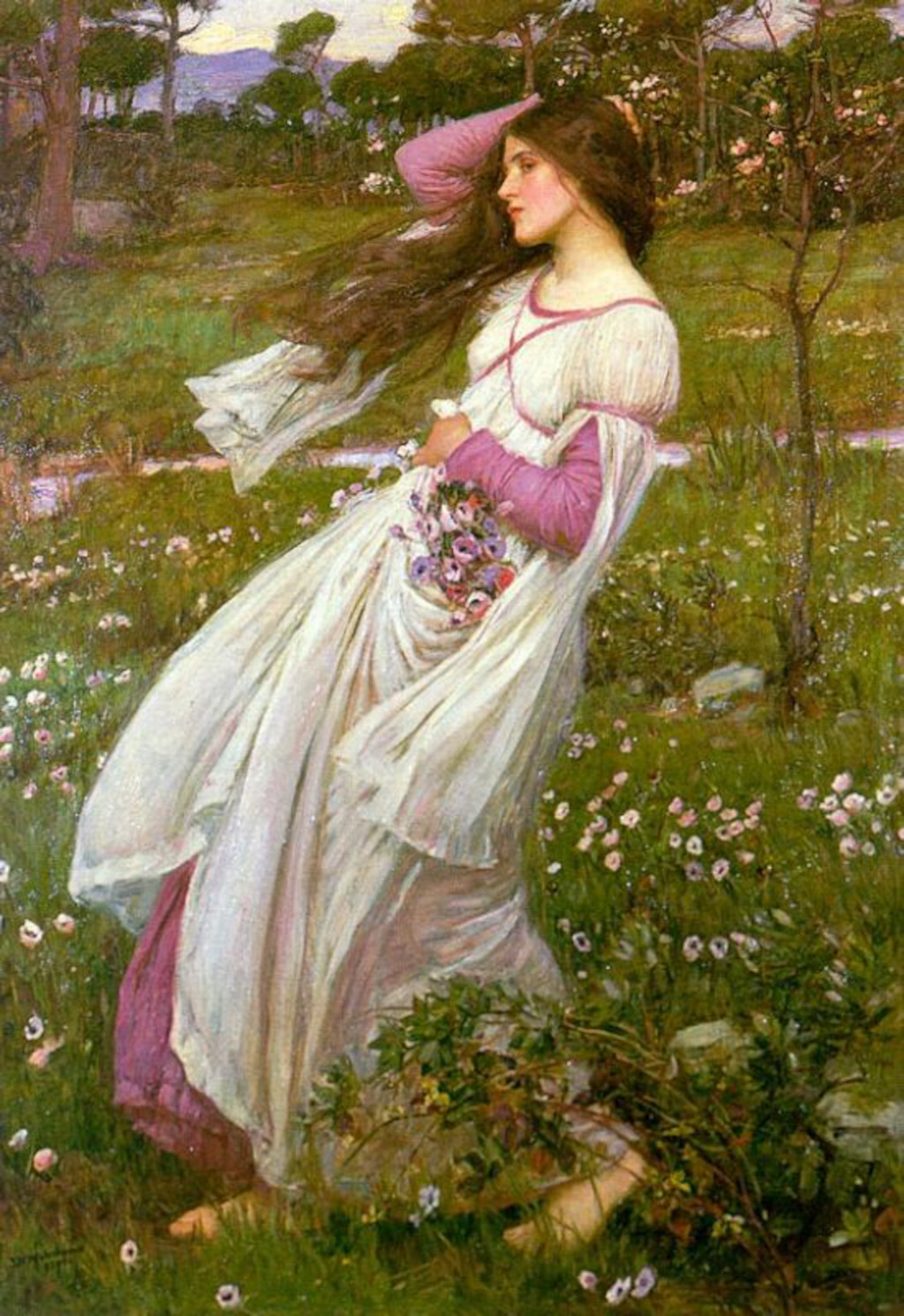 Windflowers (Windswept) in Detail John William Waterhouse